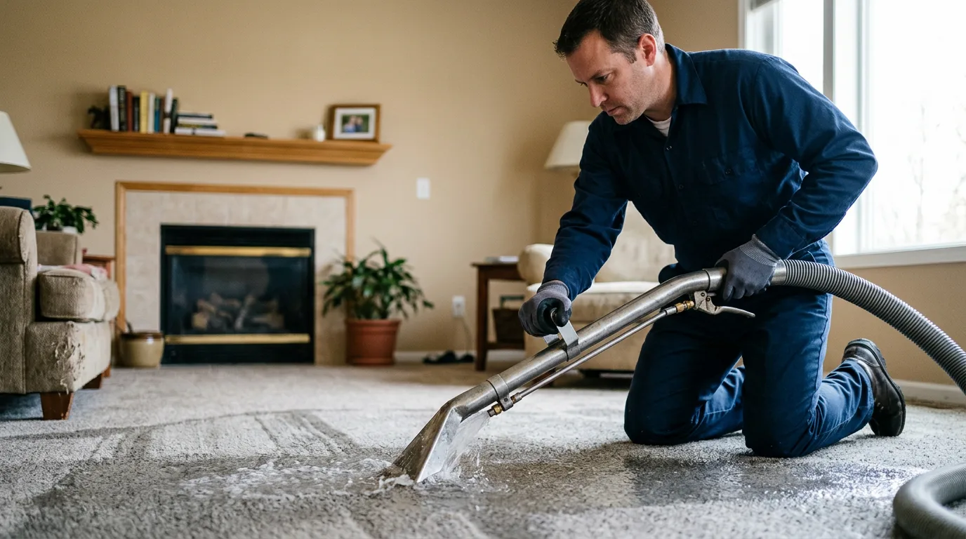 Water damage restoration technician working near Bethel, OK